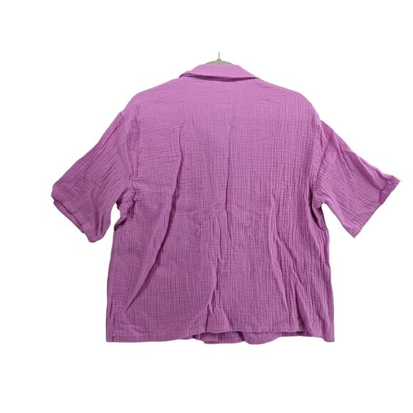 Stars Above Gauze Pajama Top XS Purple Breathable PJs Button Front Sleep Shirt - Picture 3 of 9